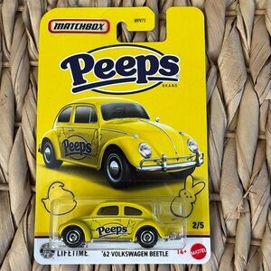 Peeps Bunny Rabbit 62 Volkswagen Beetle Yellow 1962 VW Bug Matchbox Easter Car